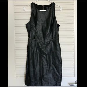 Aqua Perforated Leather Sleeveless Mini Dress